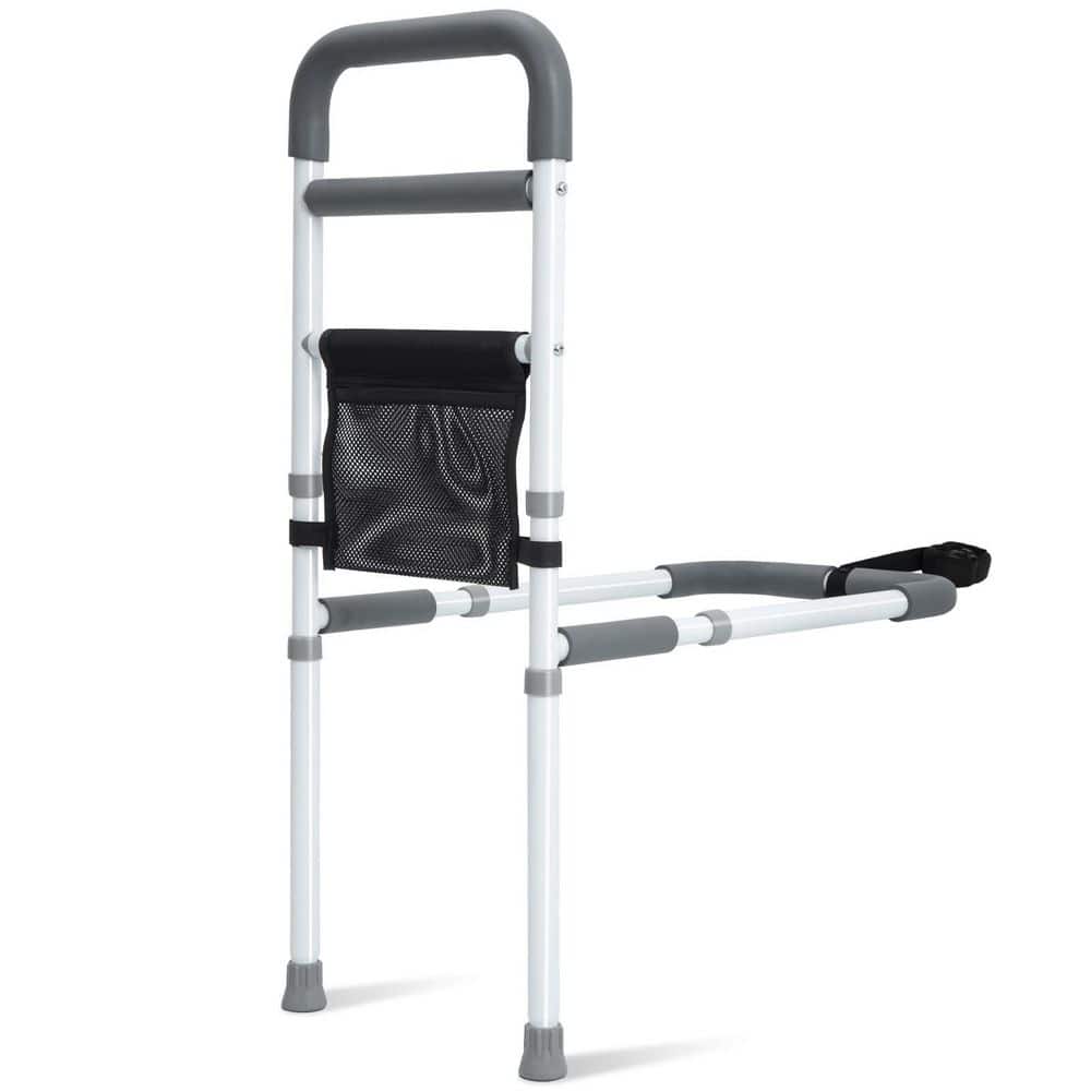 Adjustable Bed Assist Rail with Support Leg and Storage Pocket, Bedside Grab Bar Cane, Bed Rails for Elderly Safety price history on PriceWatchPro