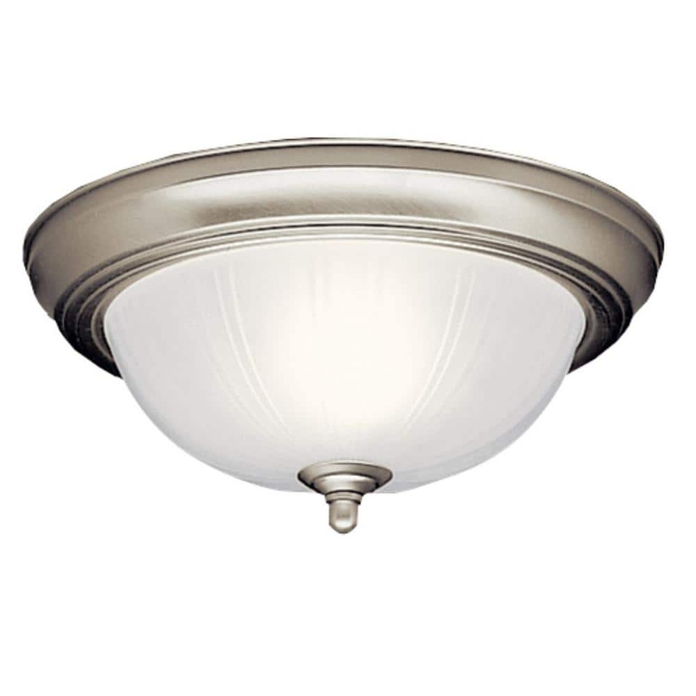 KICHLER 11.5 in. 2-Light Brushed Nickel Traditional Hallway Flush Mount ...