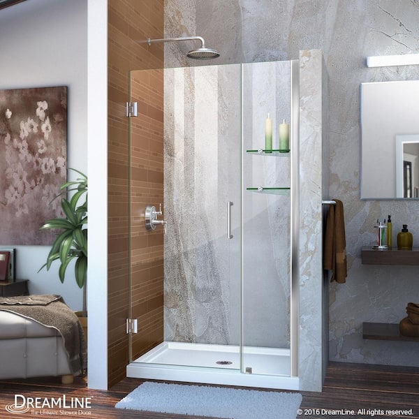 DreamLine Unidoor 35 to 36 in. x 72 in. Frameless Hinged Shower Door in Chrome
