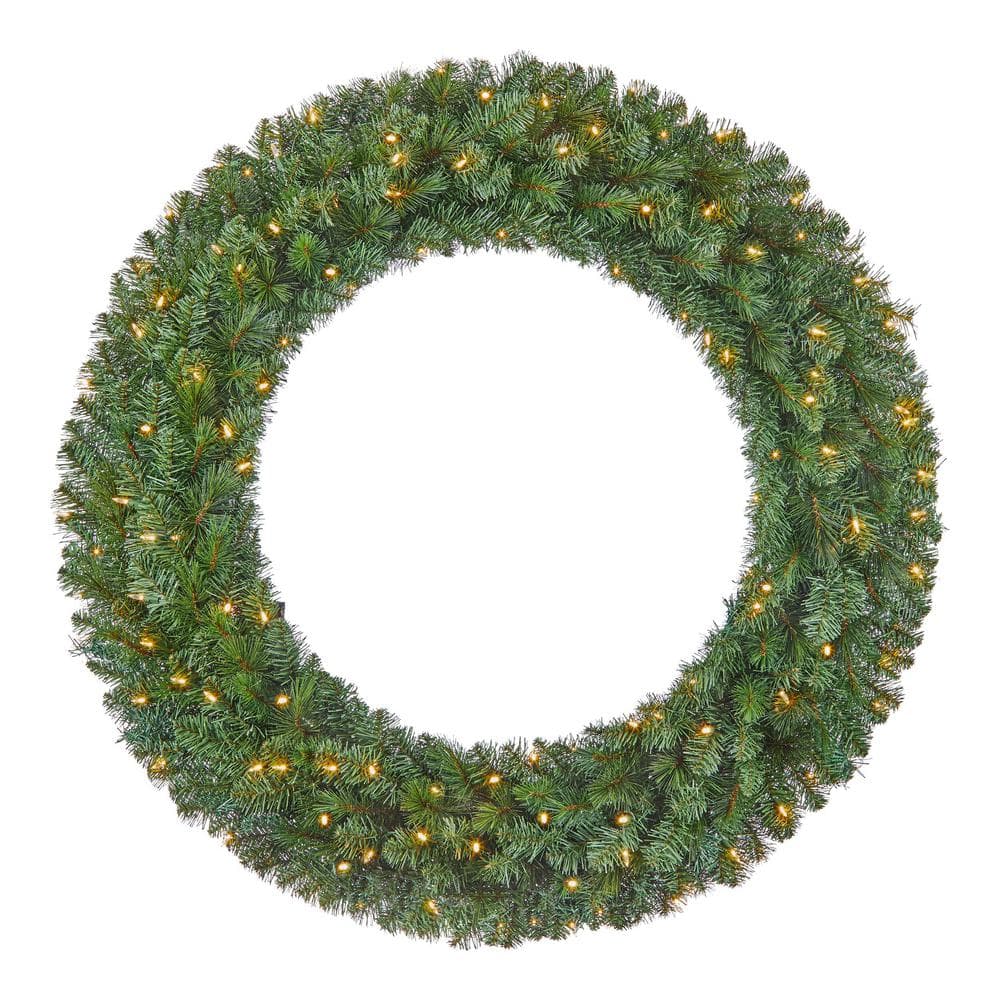 Home Accents Holiday 48 in. Pre-Lit LED Wesley Pine Artificial Christmas Wreath