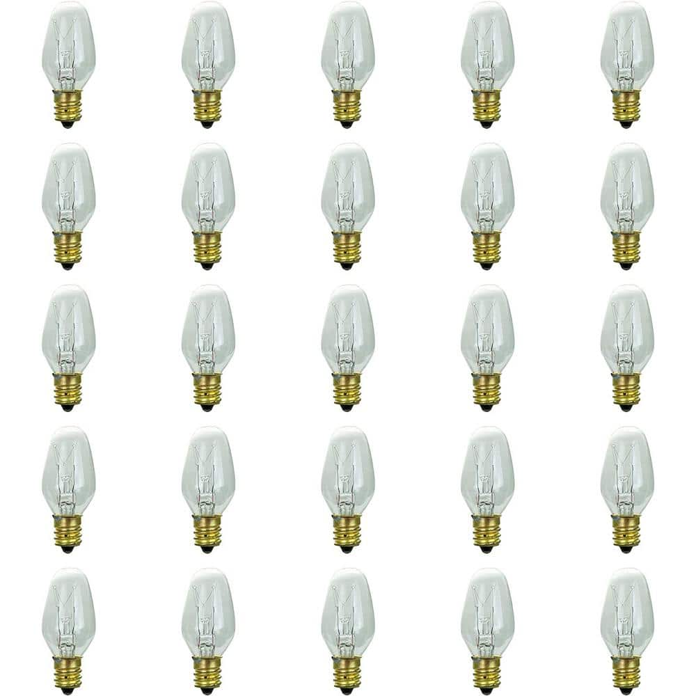 7-Watt C7 Small Night Light Candelabra E12 Base String Light Clear Incandes