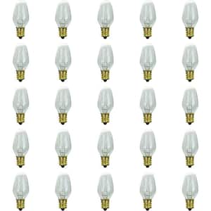 7-Watt C7 Small Night Light Candelabra E12 Base String Light Clear Incandescent Light Bulb (25-Pack)