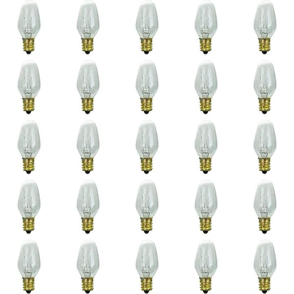 Sunlite 7-Watt C7 Small Night Light Candelabra E12 Base String Light Clear Incandescent Light Bulb (25-Pack)