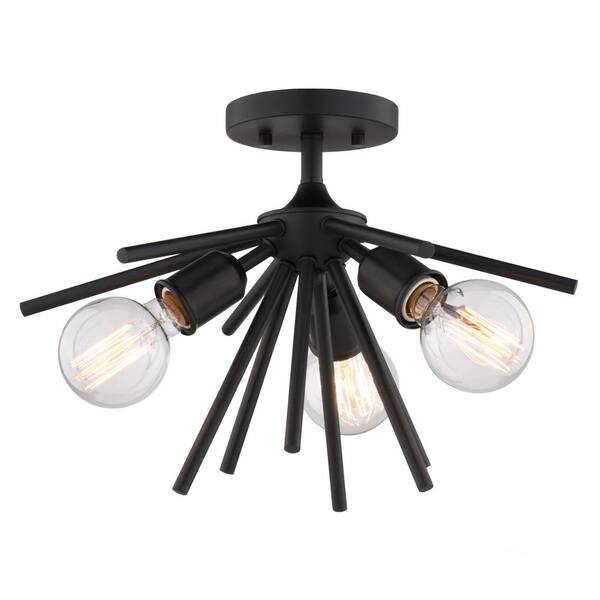 VAXCEL Estelle 3-Light 17 in. Wide Matte Black Mid-Century Modern