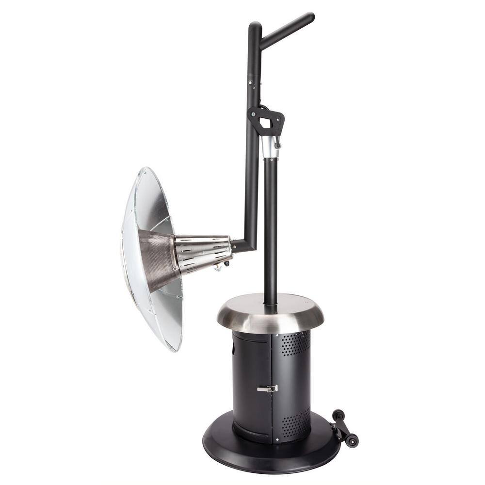 Extra Large Black and Silver Propane Patio Heater with Drink Table