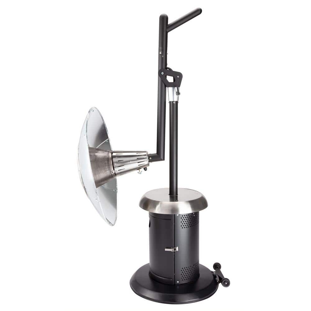 Extra Large Black and Silver Propane Patio Heater with Drink Table