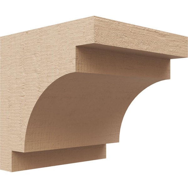 Ekena Millwork 4 in. x 4 in. x 4 in. Series 1 Wide Mediterranean Rough Cedar Woodgrain Timberthane Polyurethane Corbel, Primed Tan