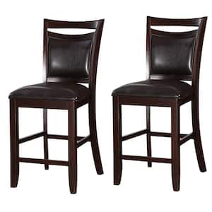 Classic 24 in. Brown and Black Wooden Armless High Chair (Set of 2)