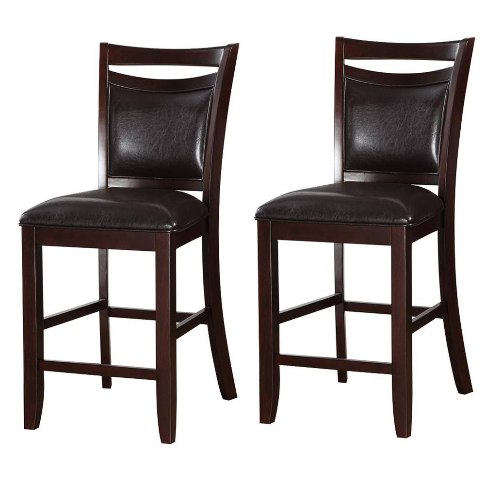 High Black Faux Leather Upholstered Side Chair with Wood Frame