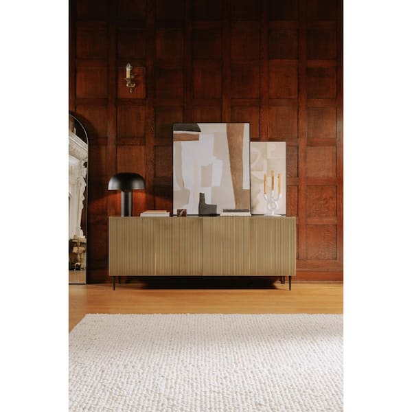 Echo Antique Brass and Mango Wood 72 in. Sideboard with Magnetic Doors and Iron Legs