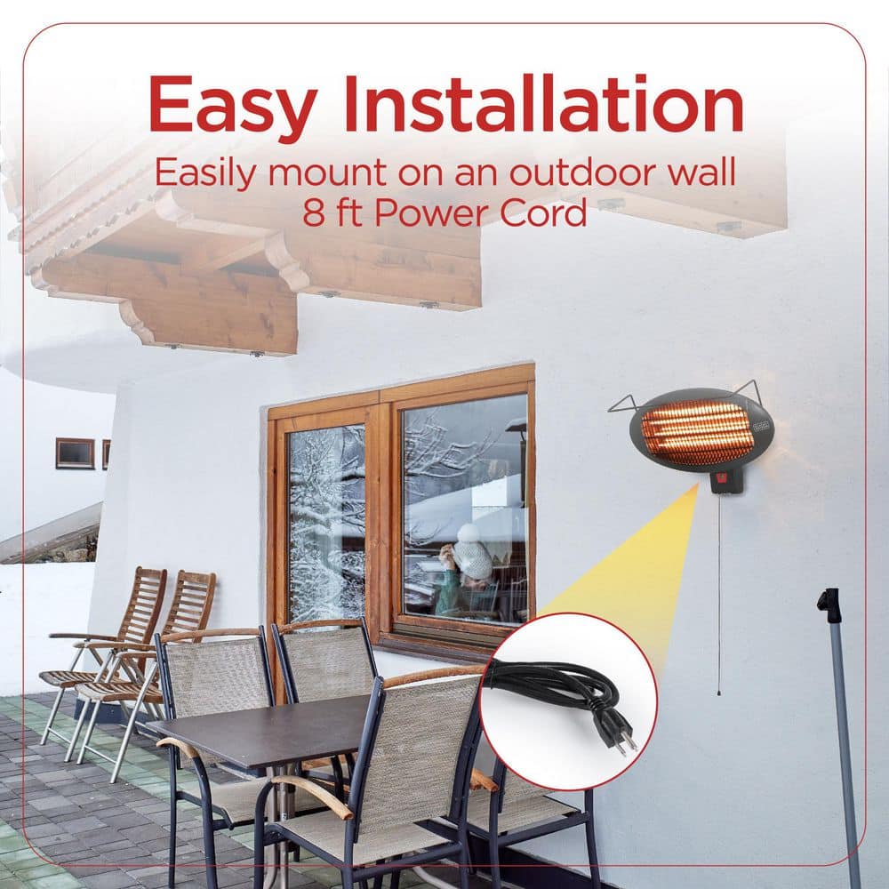 BLACK+DECKER Black Electric Patio Heater with Adjustable Tilt
