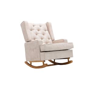 Beige Polyester Fabric Upholstered Mid Century Retro Modern Living Room Glider Rocker Chair（Set of 1)