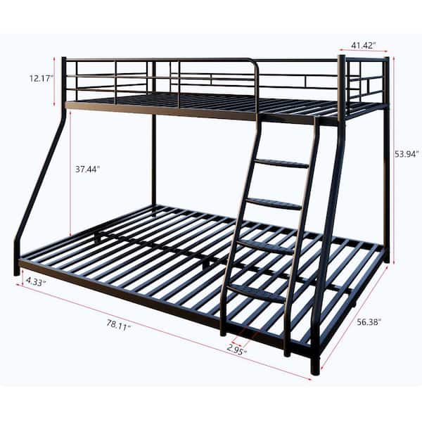 GODEER Black Heavy Duty Twin over Full Metal Bunk Bed, Easy