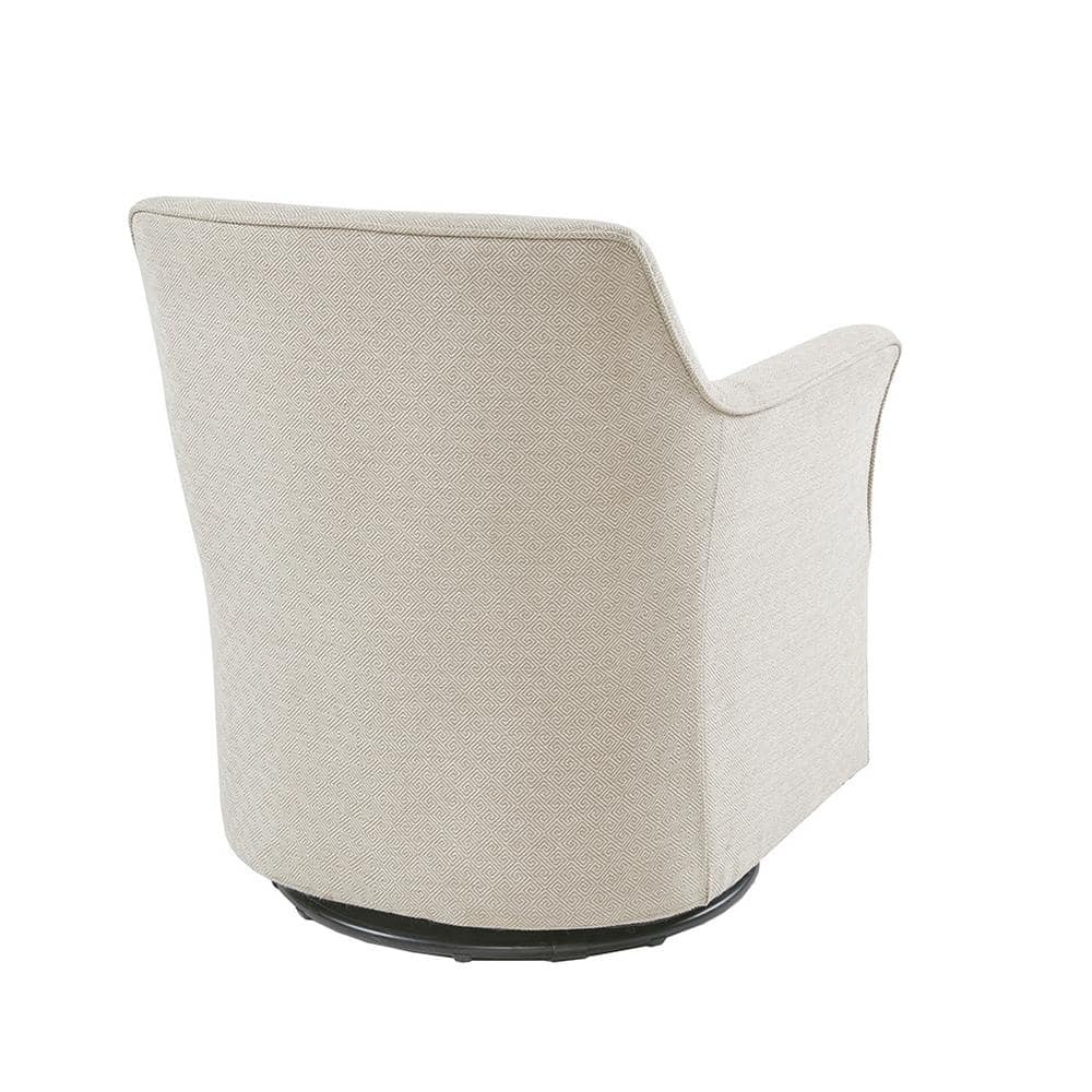 Cream Microfiber Swivel Glider Accent Chair with Wood Frame