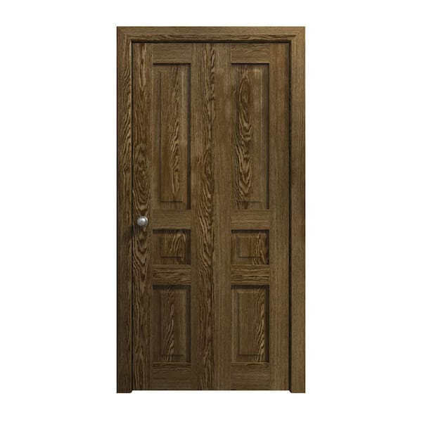Sartodoors 84 in. x 80 in. Marble Oak Solid Wood Bi-Fold Doors with Hardware