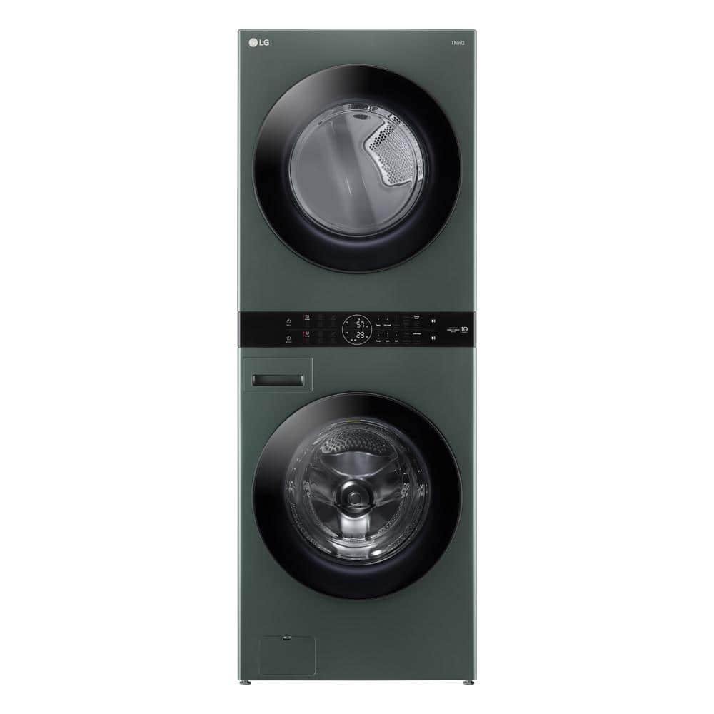 WashTower Stacked SMART Laundry Center 4.5 Cu.Ft. Front Load Washer & 7.4 Cu.Ft. Gas Dryer in Nature Green w/ Steam