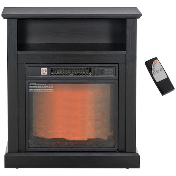 1400-Watt Black Indoor Electric Fireplace Radiant Infrared Space Heater with Mantel Surround and Remote