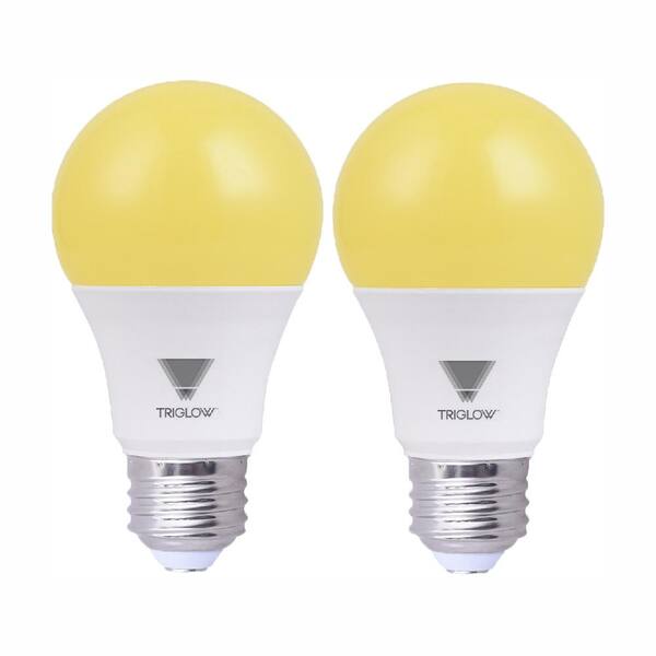 TriGlow 60-Watt Equivalent Yellow A19 LED Bug Light Bulb (2-Pack)