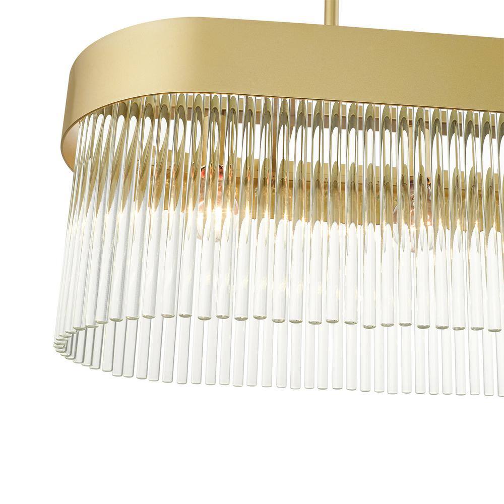 Soft Gold Crystal Rods 4-Light Linear Chandelier