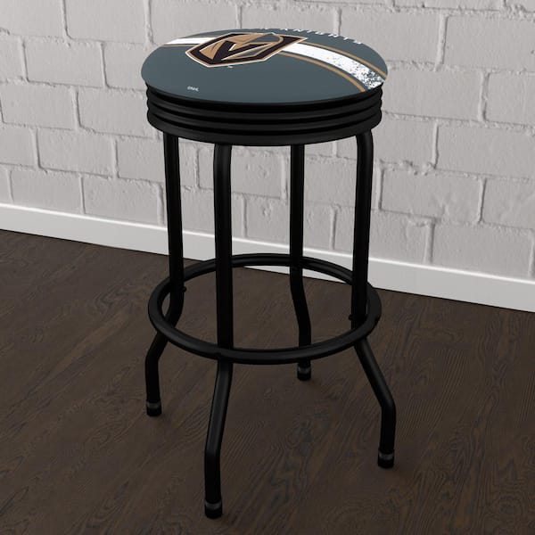 Unbranded Vegas Golden Knights Logo 29 in. Black Backless Metal Bar Stool with Vinyl Seat