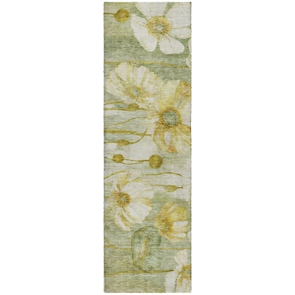 Dream Shag Premium Machine Washable Abstract ADS712 Sage 2 ft. x 7 ft. Runner Rug