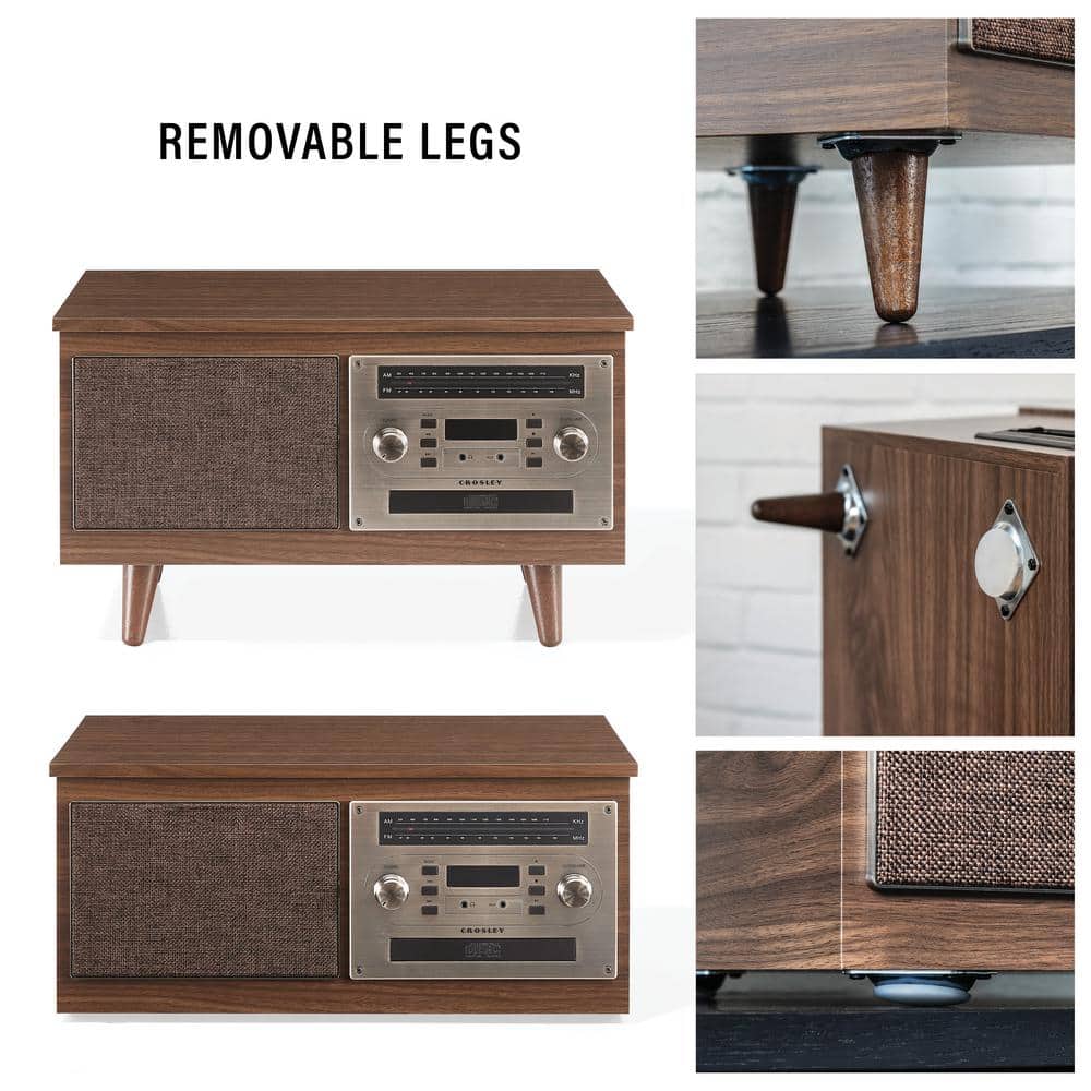 Walnut 8-in-1 Vintage Style Record Player with Bluetooth and Radio