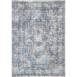 Westlyn Faded Medallion Blue 6 ft. 7 in. x 9 ft. Indoor Area Rug
