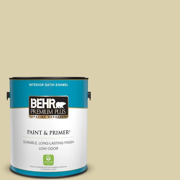BEHR PREMIUM PLUS 1 gal. #M330-3 Sweet Jasmine Satin Enamel Low Odor Interior Paint & Primer