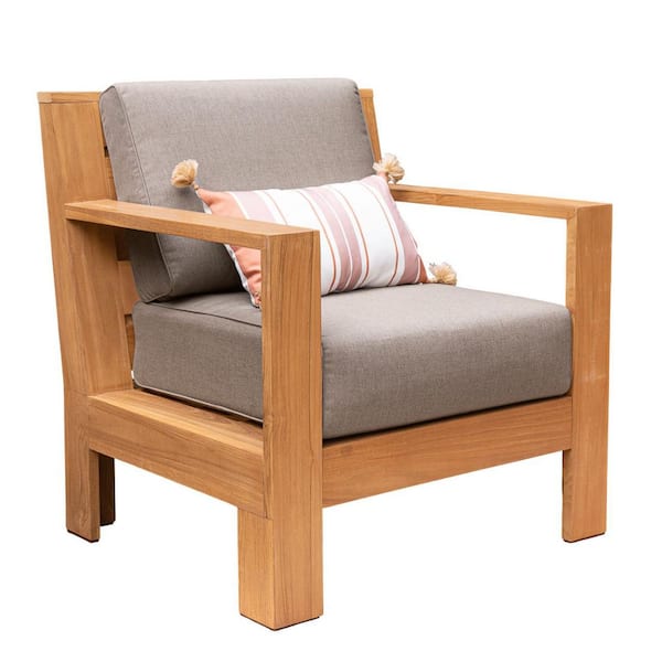 Cambridge Casual Logan Teak Wood Oversized Patio Lounge Chair with Sunbrella Cast Shale Cushion