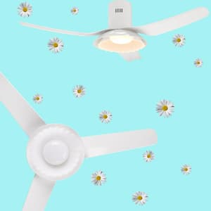 Daisy 52 in. LED Indoor White Smart Ceiling Fan with Dimmable Light and Remote, Works with Alexa and Google Home