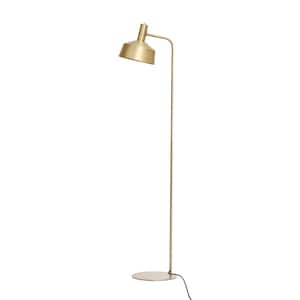 61.5 in. Gold Finish Cabin Lodge 1-Light Standard Floor Lamp with Metal Round Shade