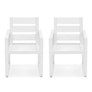 Fox White Stationary Square-Leg Recycled Plastic Ply All-Weather Indoor Outdoor Patio Dining Chair (Set of 2)
