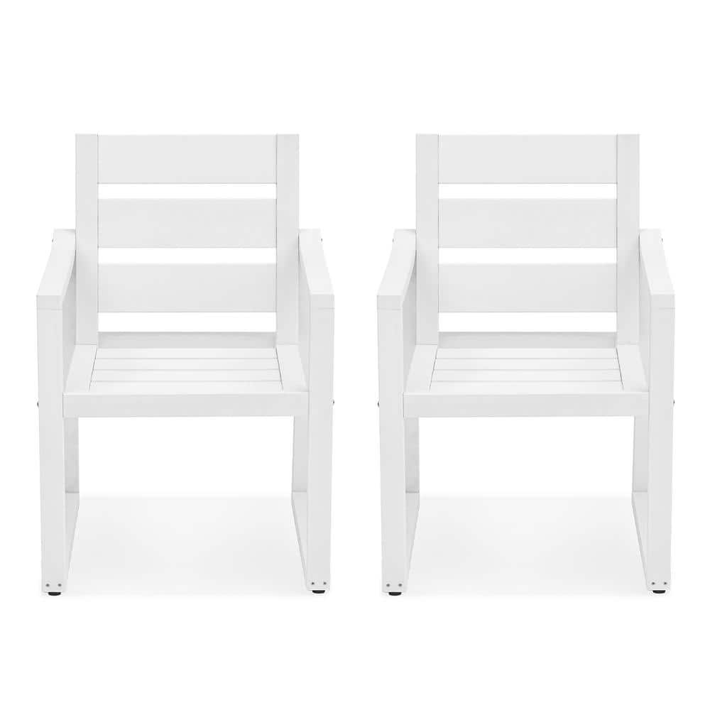 White Stationary Square-leg Recycled Plastic Indoor Outdoor Dining Chair (Set of 2) price history on PriceWatchPro
