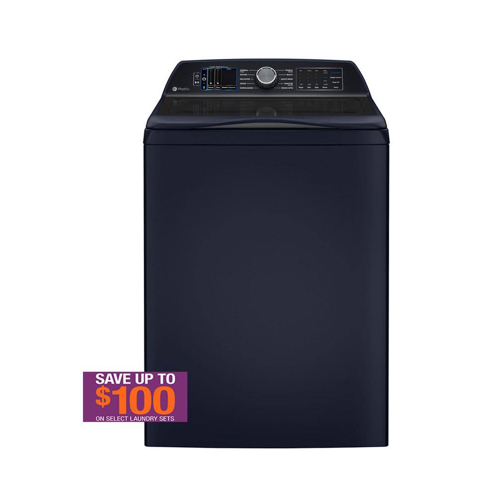 GE Profile Profile 5.3 cu. ft. High-Efficiency Smart Top Load Washer with Built-in Alexa Voice Assistant in Sapphire Blue