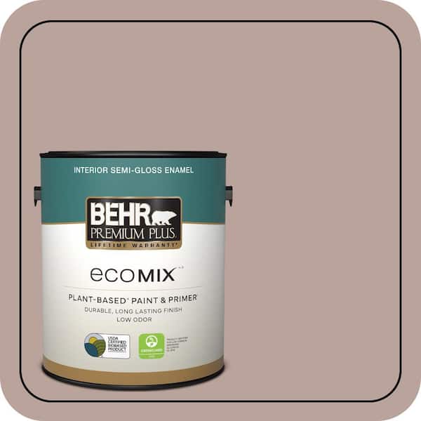 1 gal. #N150-3 Cocoa Craving Semi-Gloss Enamel EcoMix Plant-Based Interior Paint & Primer