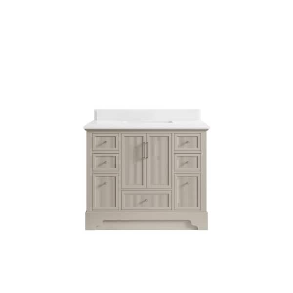 Willow Collections Alys 42 in. W x 22 in. D x 36 in. H Single Sink Bath Vanity in Fine Grain with 1.5 in. White Quartz Top