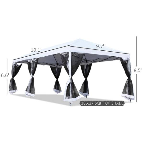 10'x 20' EZ Pop UP Awning Wedding Party Tent Gazebo Canopy Black W/6 Sidewalls 