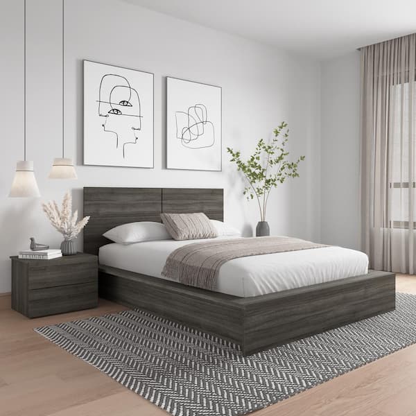 James 3-Piece Gray Oak Queen Size Bedroom Set