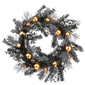 24 in. Halloween Wreath with Ball Ornaments