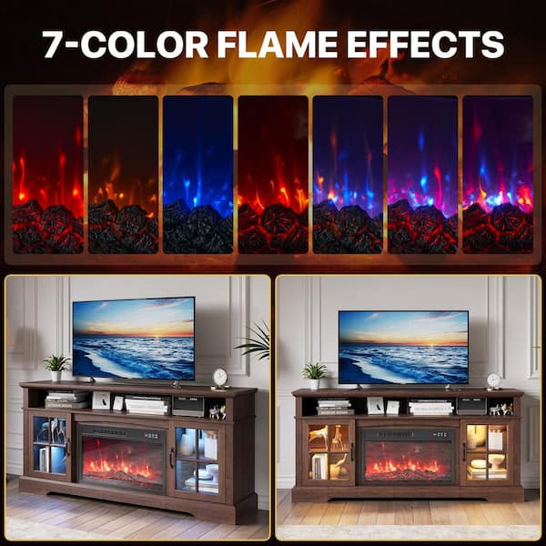 Sizzim 58 in. Freestanding Floor Wooden Surround Electric