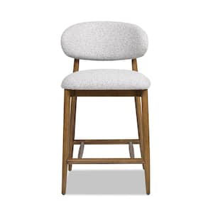 Locke 26.5 in. Modern Upholstered Counter Stool with Wood Frame in Salt and Pepper Boucle