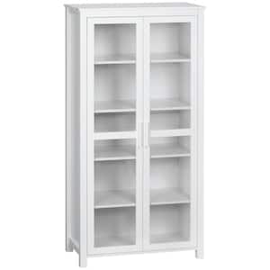 5-Shelf Wood Pantry Organizer with Adjustable Shelves and 2 Glass Doors