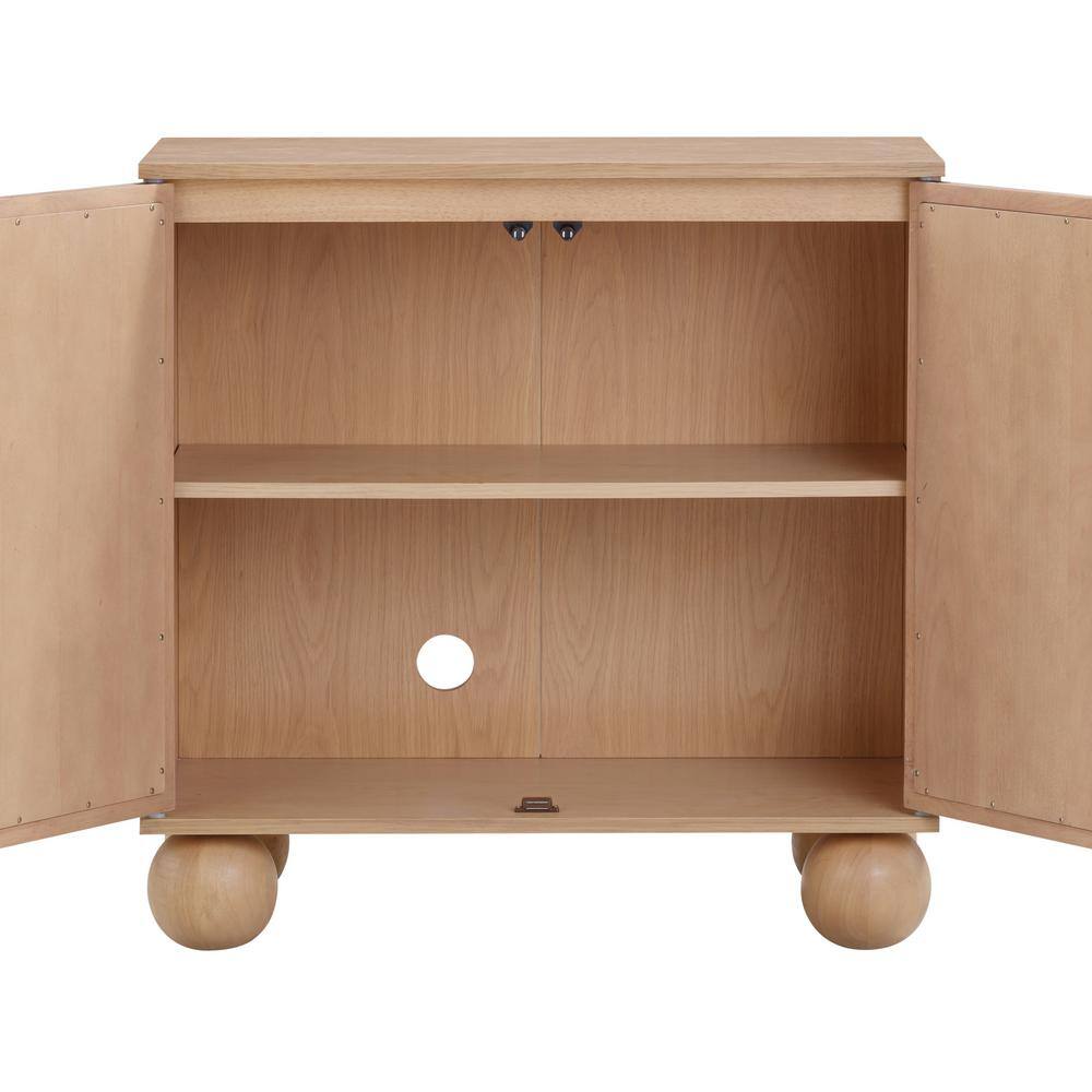 Leah Light Brown Bohemian Seagrass Cabinet with Solid Wood Legs