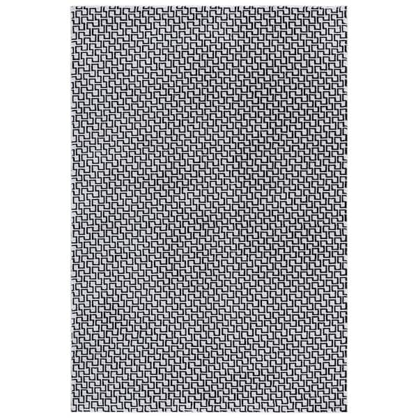Slate 4 ft. x 6 ft. Ivory/Black Geometric Area Rug