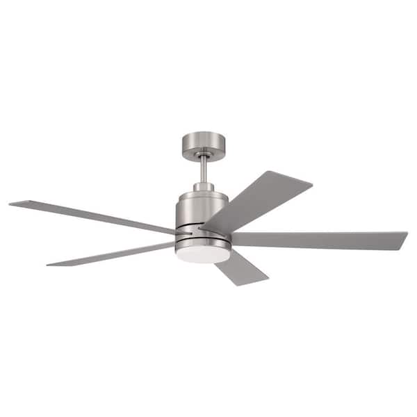 52 in. Brushed Polished Nickel, Brushed Nickel Blades Dual Mount Standard Ceiling Fan w/ Integrated LED Included