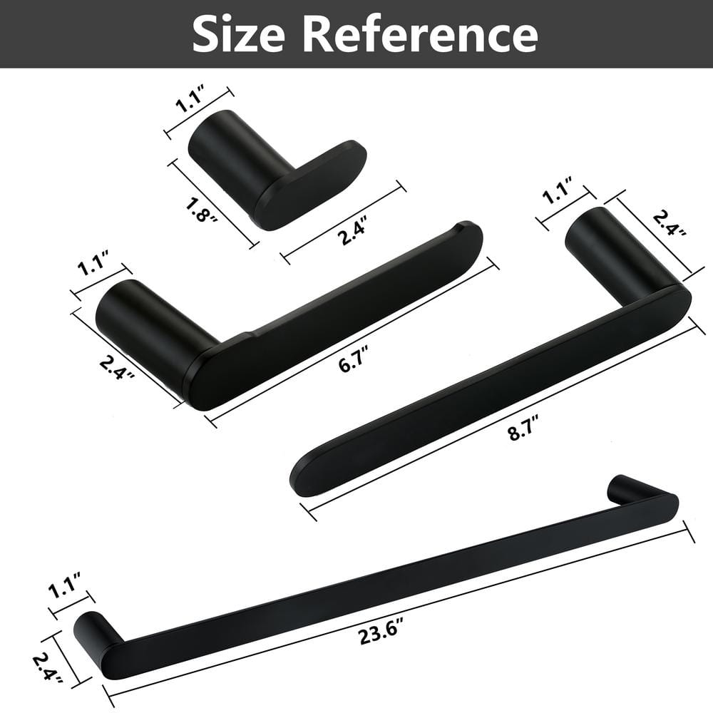 Matte Black Stainless Steel 5-Piece Bathroom Hardware Set