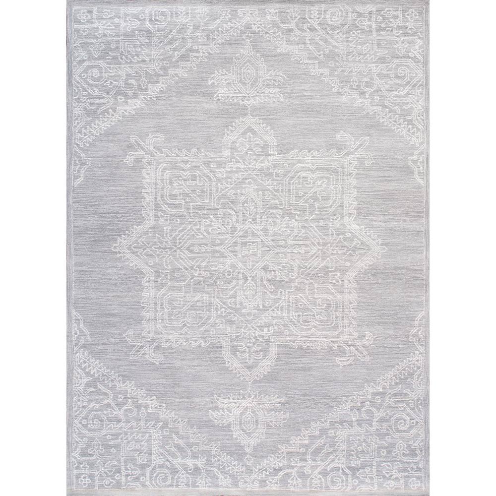 Pasargad Home Modern Silver 10 ft. x 14 ft. Oriental Bamboo Silk and Wool Area Rug -  plt-5116 10x14