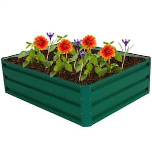 40 in. x 32 in. Patio Dark Green Steel Raised Garden Bed, Planter Box for Vegetables, Flowers, Herbs