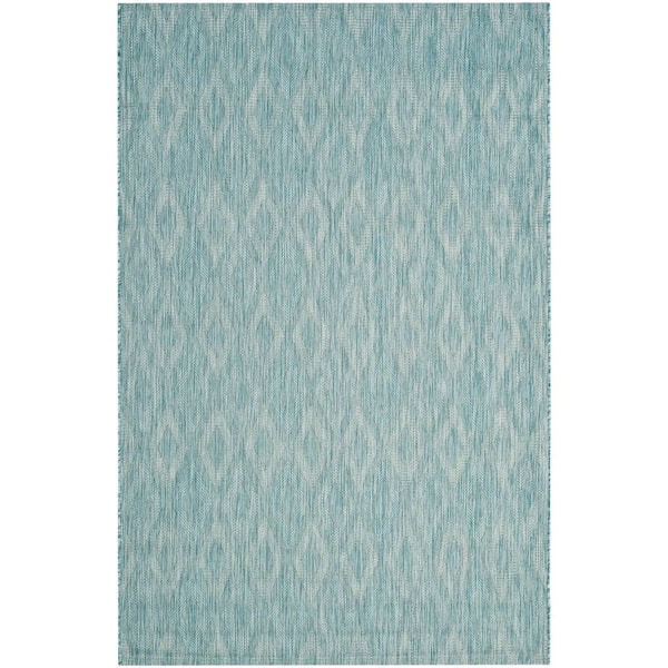 SAFAVIEH Courtyard Aqua 7 ft. x 10 ft. Solid Indoor/Outdoor Patio  Area Rug