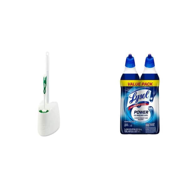 Toilet Brush and Holder with Plunger and 24 oz. Power Toilet Bowl Cleaner Gel (2-Pack)